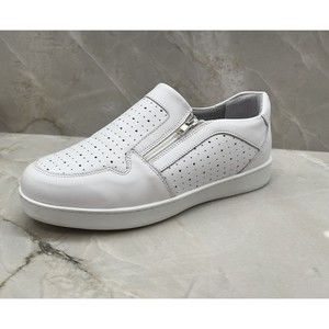 David Tate Italy Womens Whote Leather Slip-On Gore/ Zip Sneakers Shoes 9 Wide W